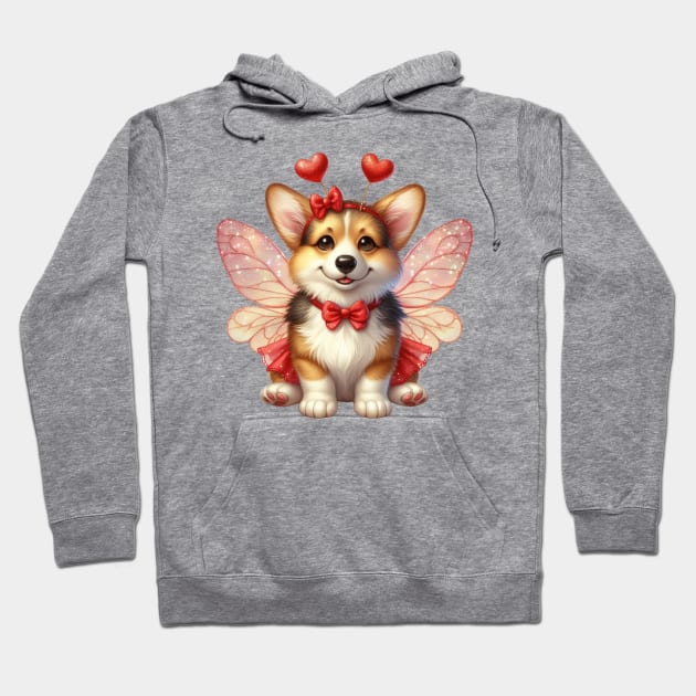 Valentine Fairy Corgi Dog Hoodie by Chromatic Fusion Studio